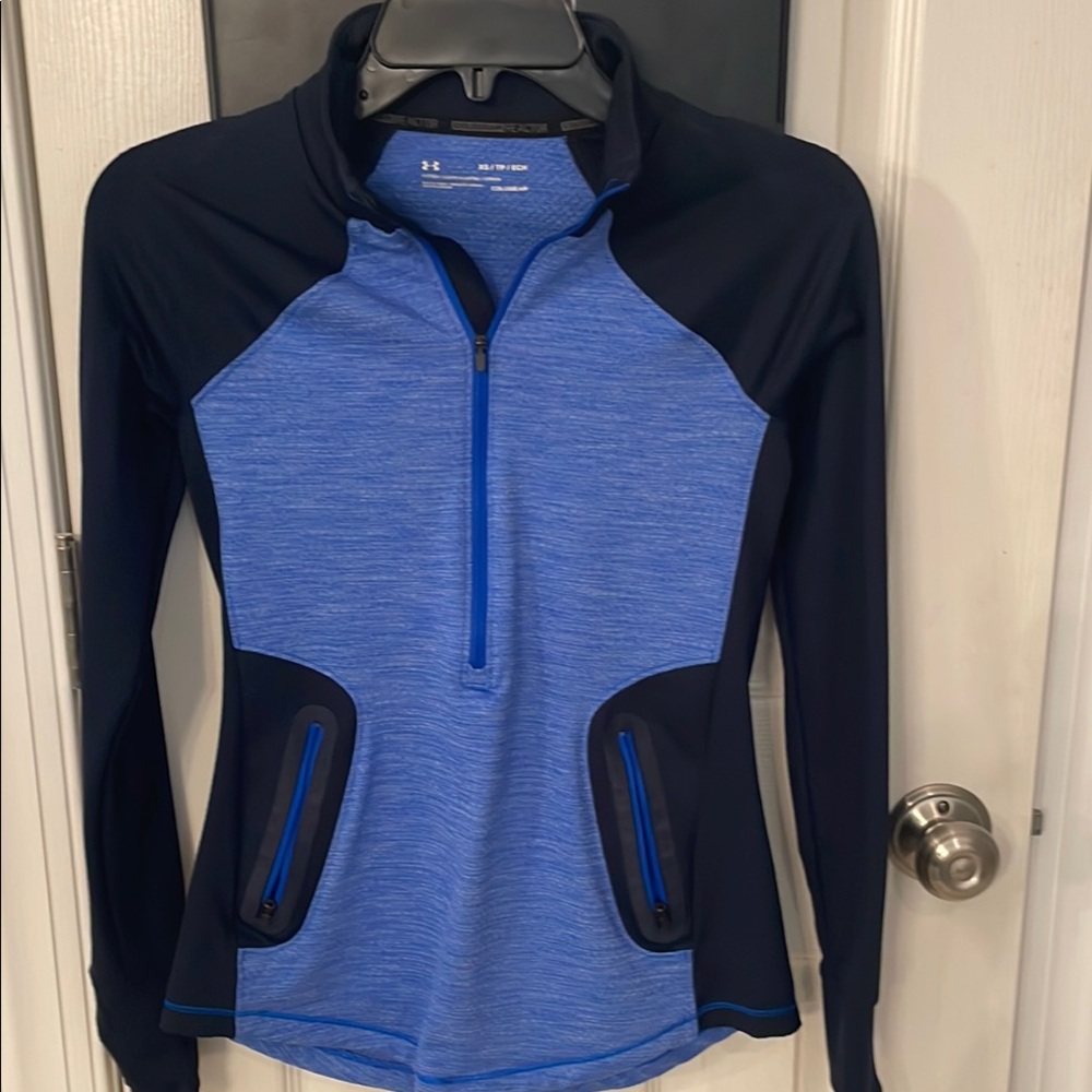 Under Armour Blue Fitted Raglan Long Sleeve Polo